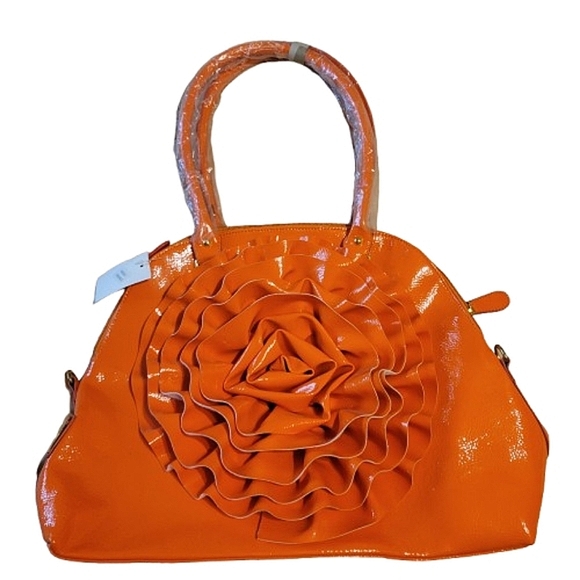 Orange Ruffled Women's Handbag - Picture 1 of 16